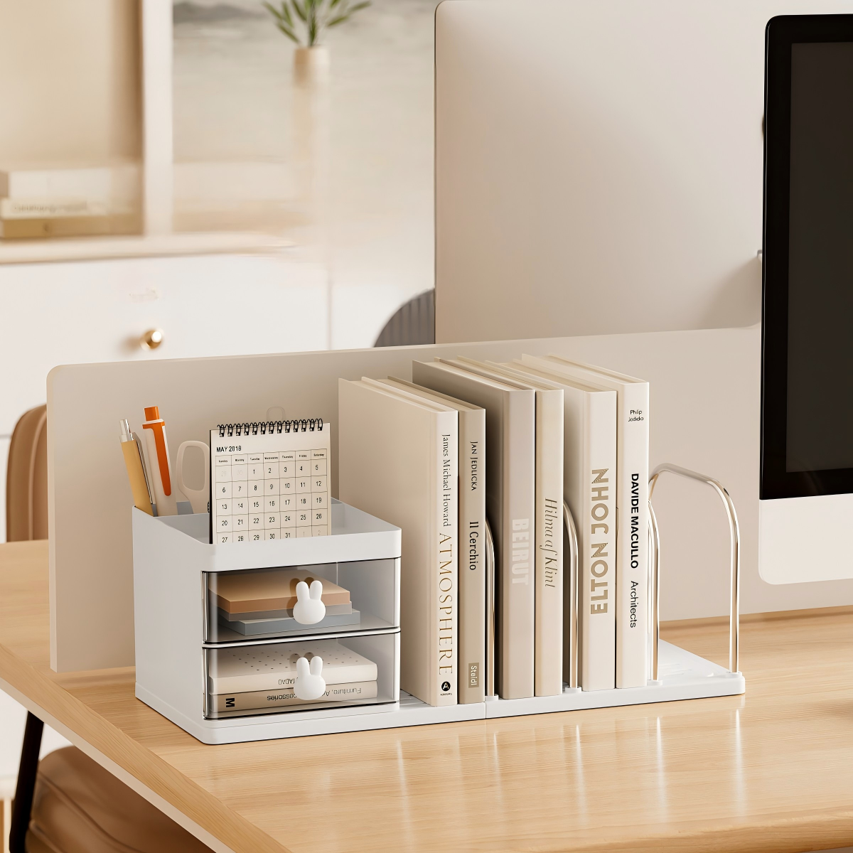 Desktop Office Book Shelf - Student Stationery Rack, 350 ml, Single Layer