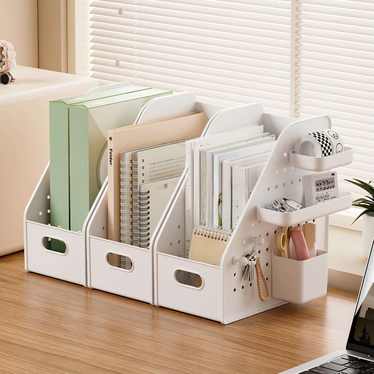 PP Desktop Storage Basket for Student Dorm and Office, 14.6 x 26.8 x 30 cm