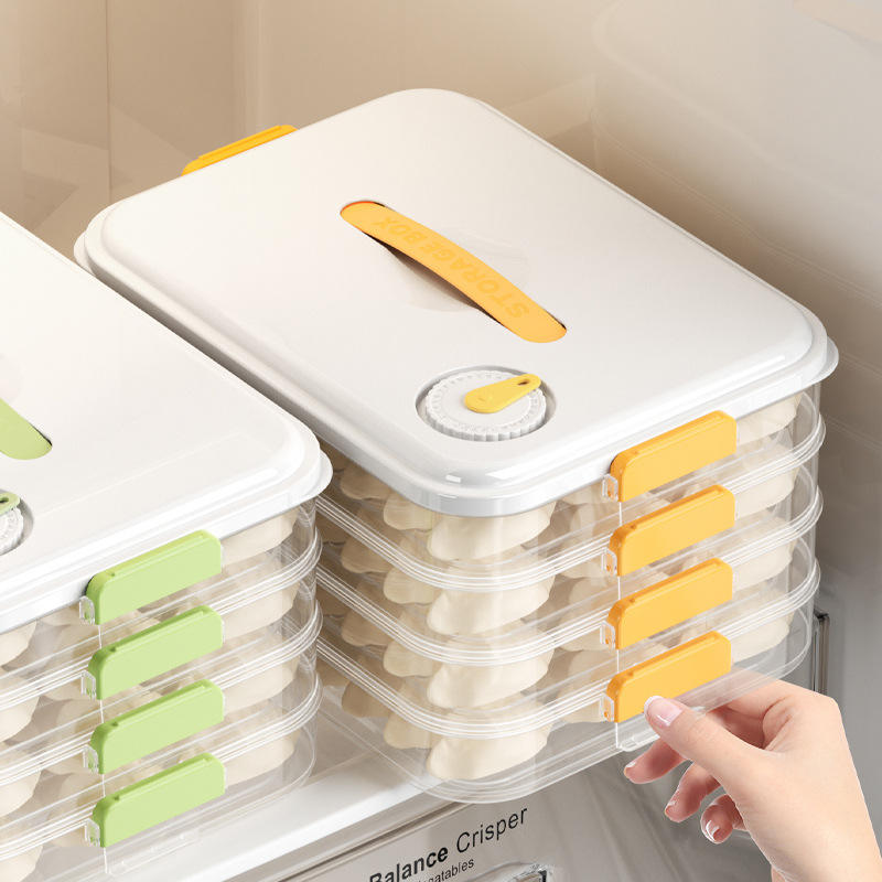 Foldable PP 4-Layer Dumpling and Food Freezer Box, 29.5 x 22 x 17 cm