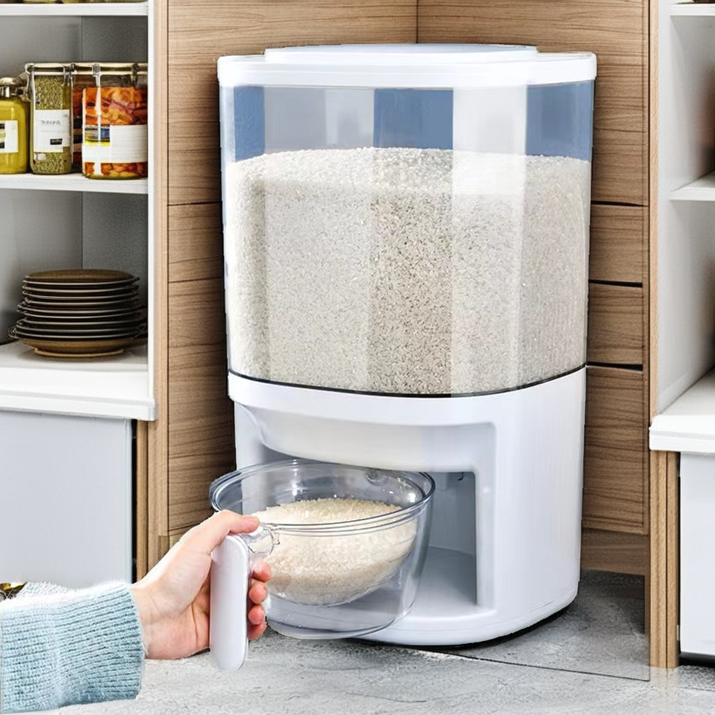 Automatic 20 L Rice Dispenser with Measuring Cup - Sealed Food Storage Container