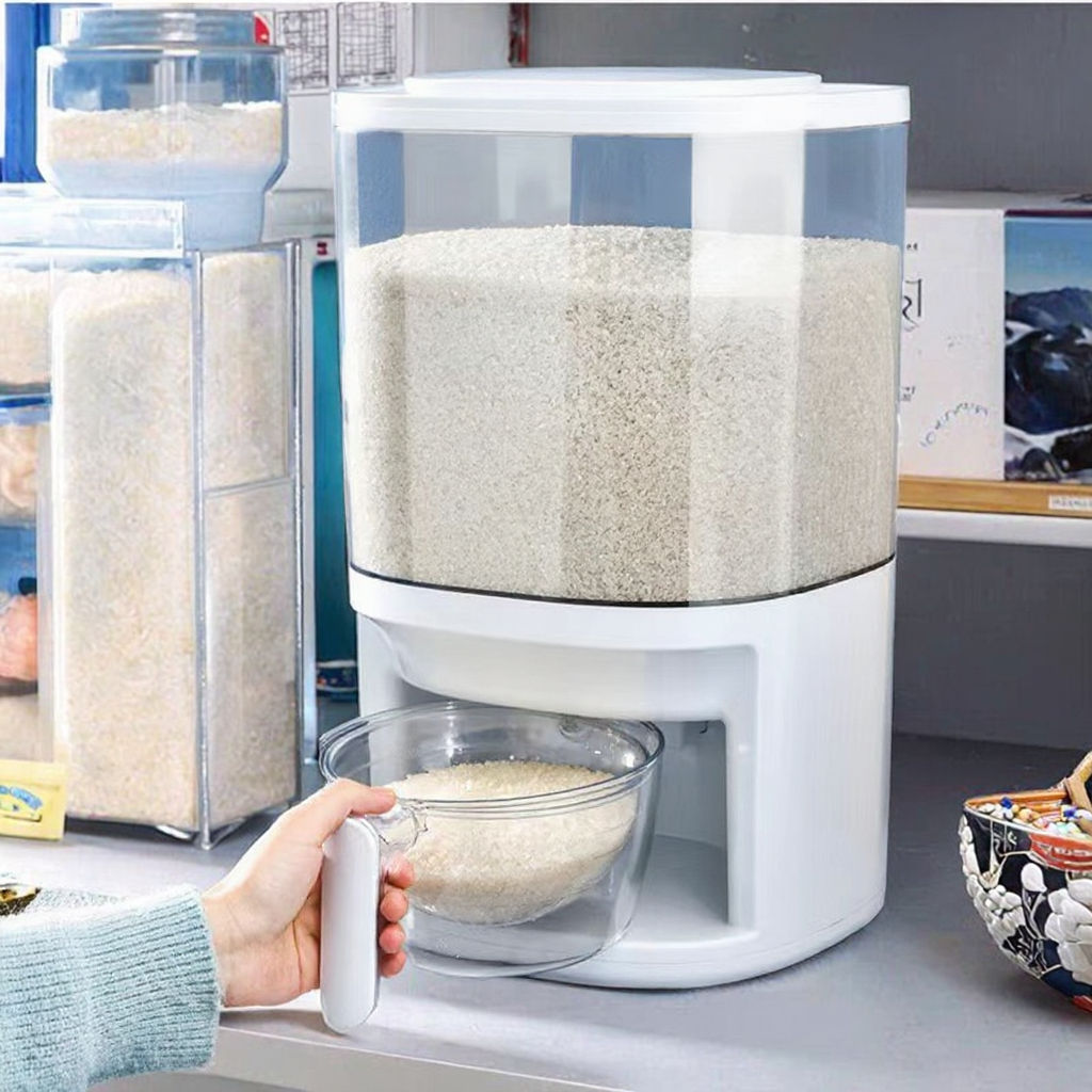 Automatic 20 L Rice Dispenser with Measuring Cup - Sealed Food Storage Container