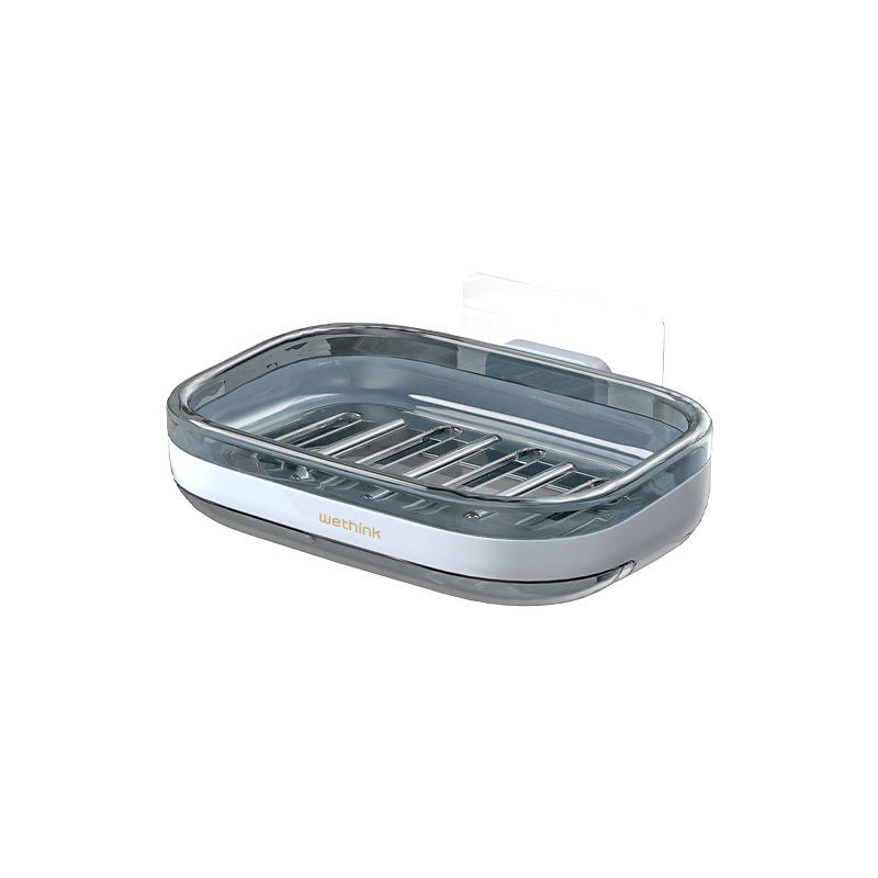 Modern Wall-Mounted Bathroom Soap Rack, PS+ABS - Drainage, Single or Double Layer