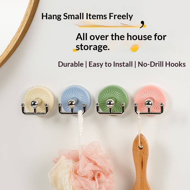 No-Drill Strong Adhesive Hook, Macaron Colours - Rotating Bathroom and Door Hook