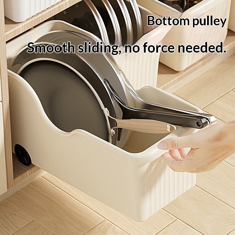 Plastic Kitchen Cabinet Storage Box with Wheels and Lid, 20 x 39 x 20 cm