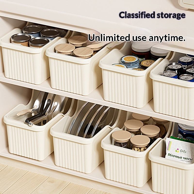 Plastic Kitchen Cabinet Storage Box with Wheels and Lid, 20 x 39 x 20 cm