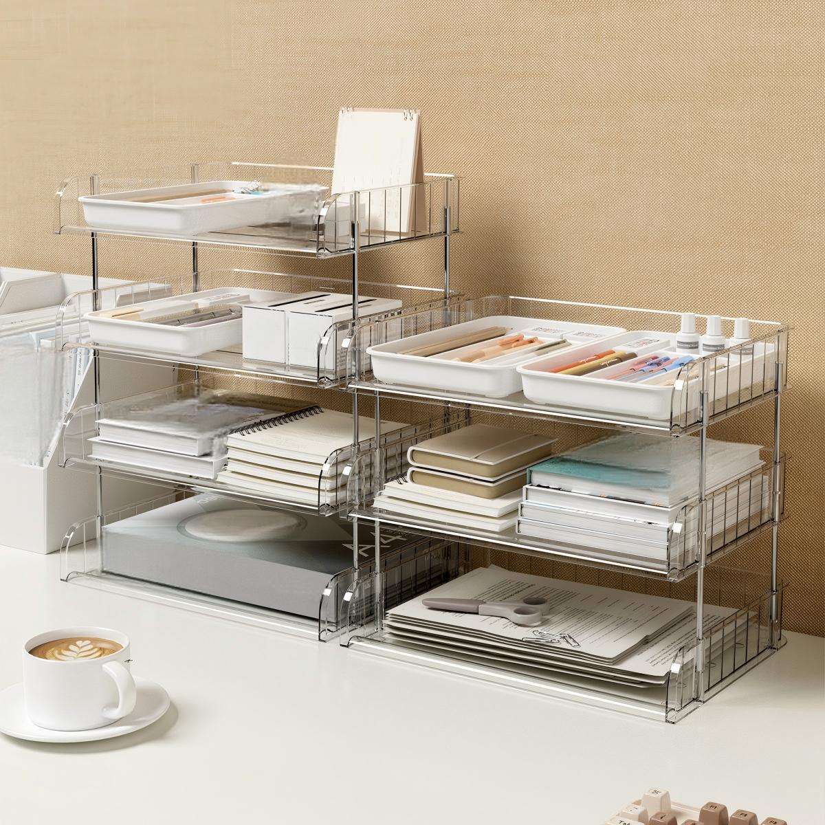 Multi-Layer A4 Desktop File Rack - Foldable Office and Student Desk Organizer