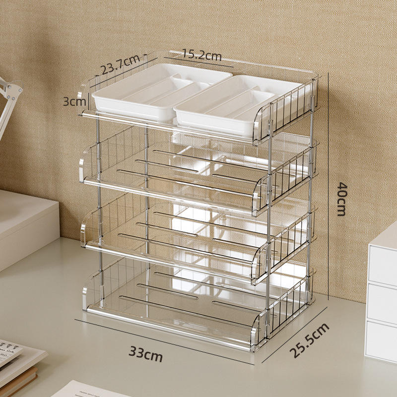 Multi-Layer A4 Desktop File Rack - Foldable Office and Student Desk Organizer