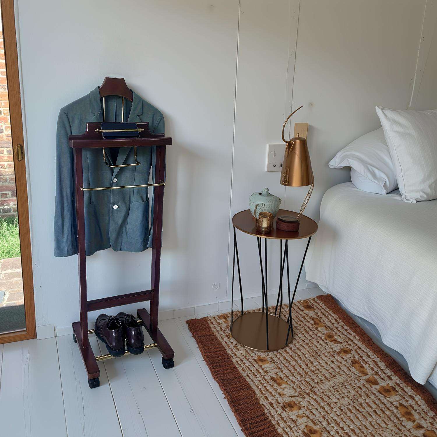Hotel Wooden Coat Rack with Shoe Rack - Hallway and Changing Room Stand