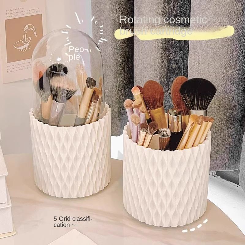 Rotating Makeup Brush Holder, 24 x 12 x 12 cm - Desktop Vanity and Pen Organizer