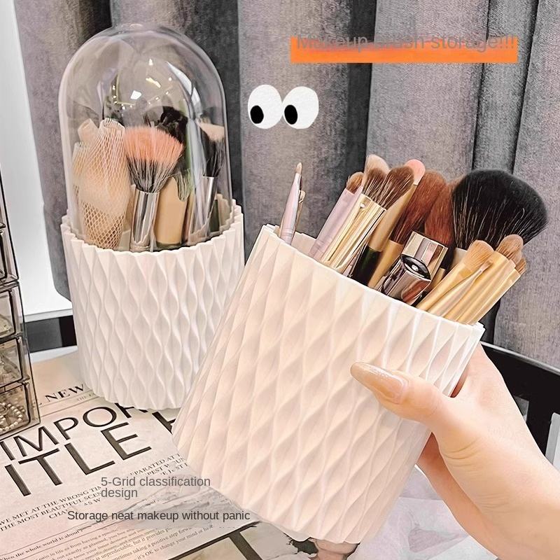 Rotating Makeup Brush Holder, 24 x 12 x 12 cm - Desktop Vanity and Pen Organizer