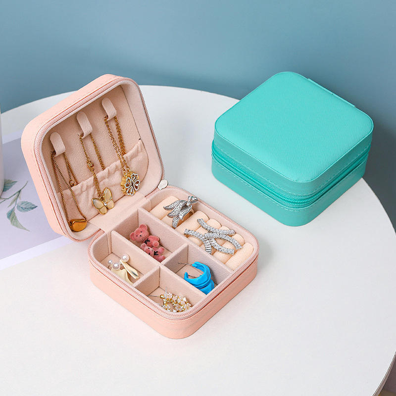 PU Leather Mini Travel Jewelry Box - Compact Case for Earrings and Bracelets