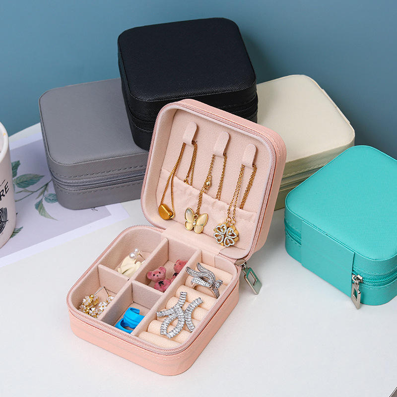 PU Leather Mini Travel Jewelry Box - Compact Case for Earrings and Bracelets