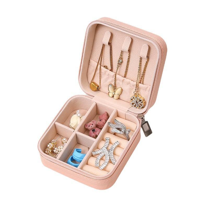 PU Leather Mini Travel Jewelry Box - Compact Case for Earrings and Bracelets
