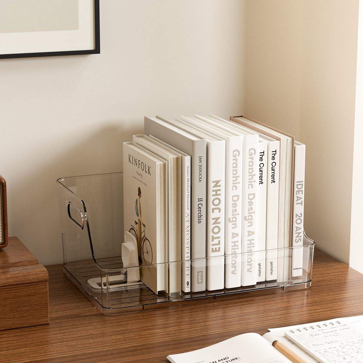 Transparent Rectangular Book and Document Box, 25 x 35 x 15 cm - 18 L Desk Storage
