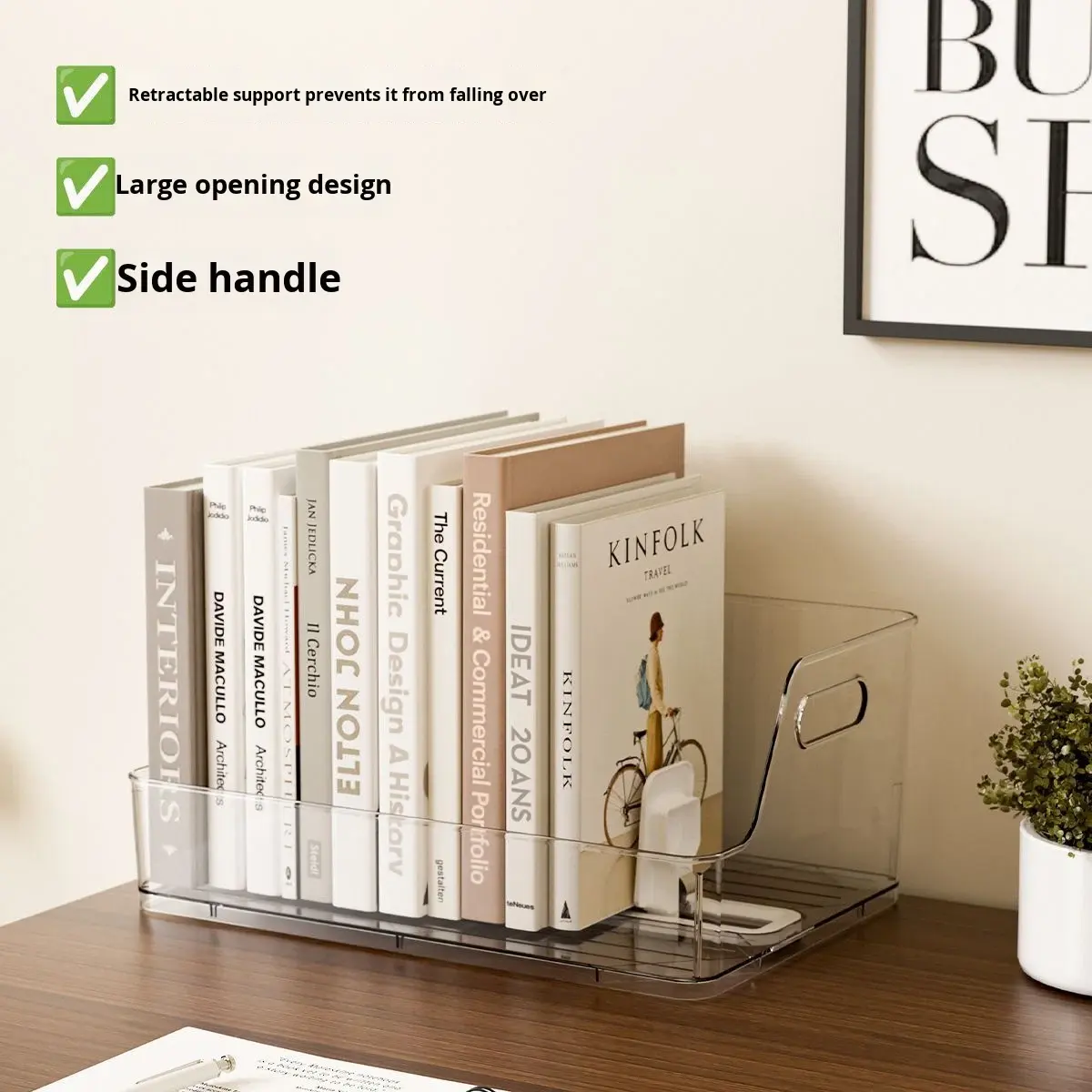 Transparent Rectangular Book and Document Box, 25 x 35 x 15 cm - 18 L Desk Storage