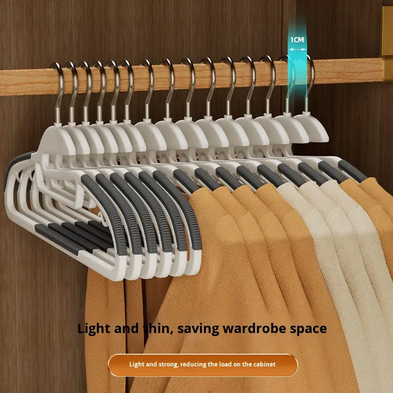 Thickened Non-Slip Hangers with Shoulder Protection - Flocked Stainless Steel 5 mm