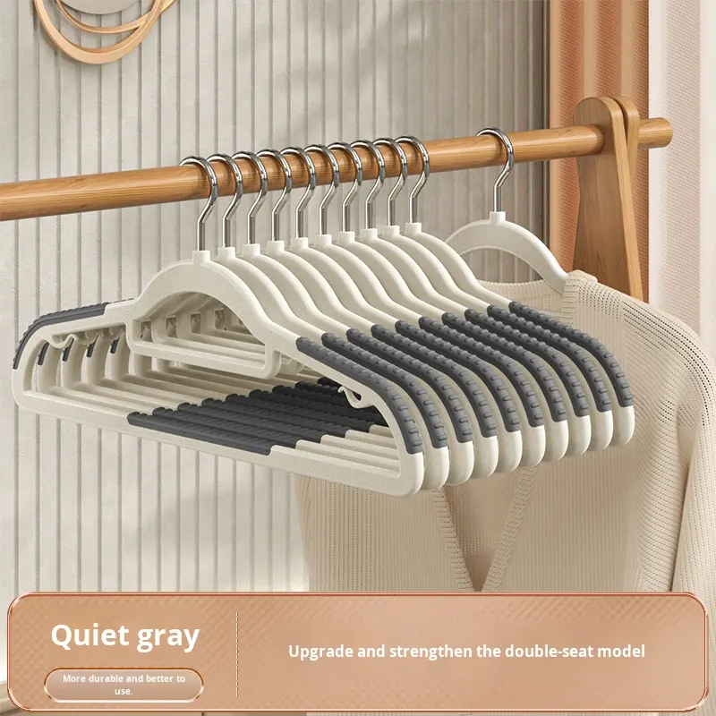 Thickened Non-Slip Hangers with Shoulder Protection - Flocked Stainless Steel 5 mm