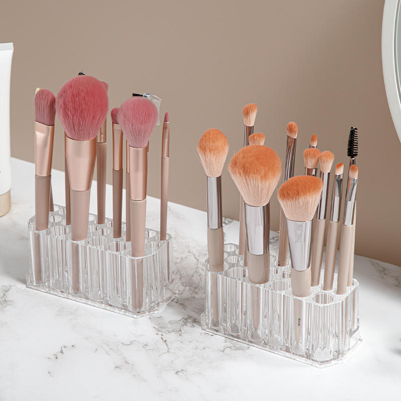 26-Hole Transparent Makeup Brush Holder - Eyebrow and Eyeliner Display Stand