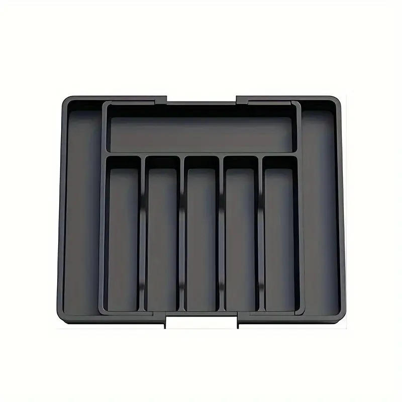 Extendable Folding Cutlery Storage Box with Removable Tray, 57 x 38 x 5 cm, 2 L