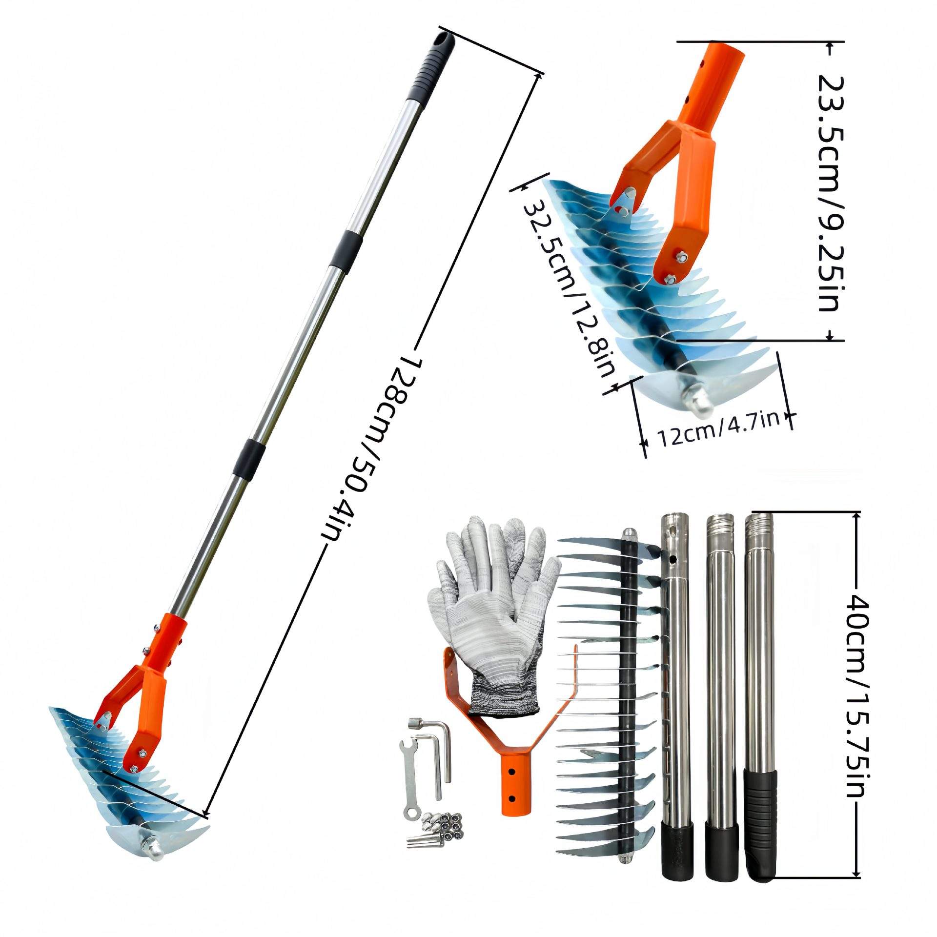 Industrial Manual Lawn and Hay Rake - Metal Soil Rake for Garden Cleaning